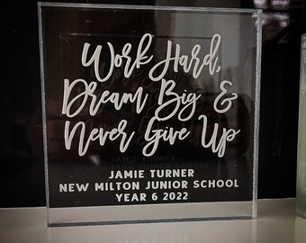 School Leavers Gift, Engraved Acrylic Block, Personalised Class of 2022 Keepsake Gifts, Paperweight, Primary School, Nursery Graduation