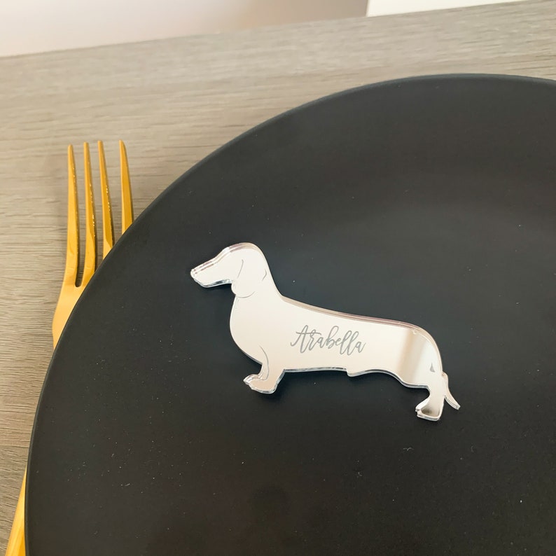 Sausage Dog Place Names Dachshund Name Places Name Tags Dogs Personalised Dog Place Cards Dog Keepsake Engraved Dog Party Name Places