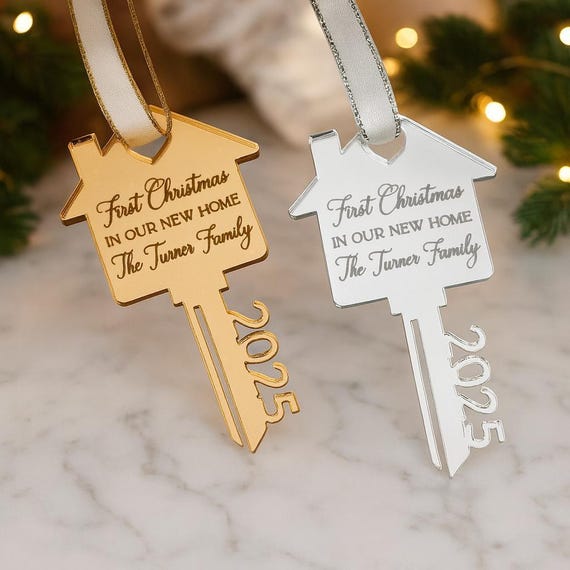 New Home Keepsake, Personalised Christmas Bauble | Laser Cut Acrylic | Couples Names | UK Crafted