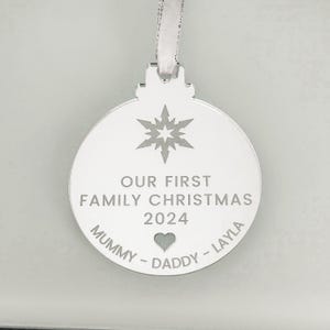 Our First Family Christmas Luxury Engraved Bauble