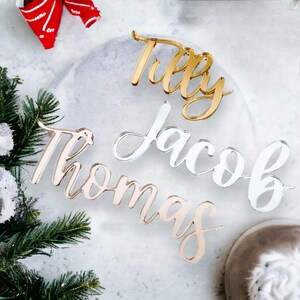 Christmas Place Names: Laser Cut Mirror Acrylic - Festive Table Decor