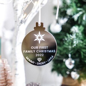 Our First Christmas As A Family Bauble, Personalised