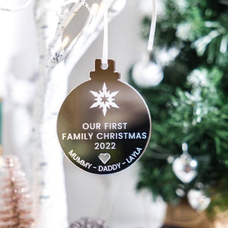 Our First Christmas As A Family Bauble, Personalised