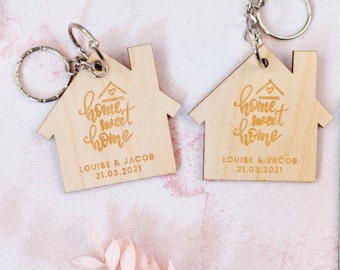 New Home Keyring Pair, Personalised Set of 2 Home Sweet Home Key Rings, Moving House Gift, Bespoke New Home Present, Housewarming Gifts