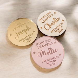 Personalised School Leavers Token 2025 – Affordable Keepsake Gift | Year 6 Graduation | Nursery Leavers Present | PTA Gifts | Wood or Mirror