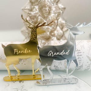 Segnaposto natalizi di lusso con renne incise, segnaposto per feste, composizione personalizzata con nome, festa di lavoro, decorazioni per la tavola di Natale