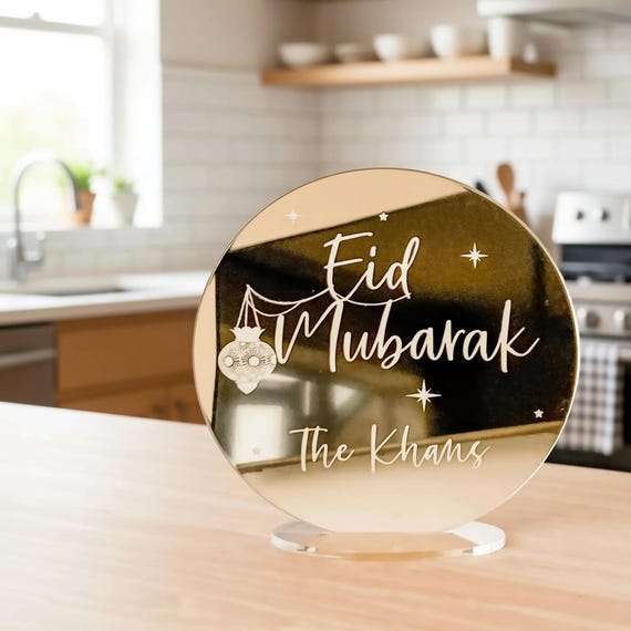 Eid Mubarak Mirror Keepsake - Personalised Gold Acrylic Decor