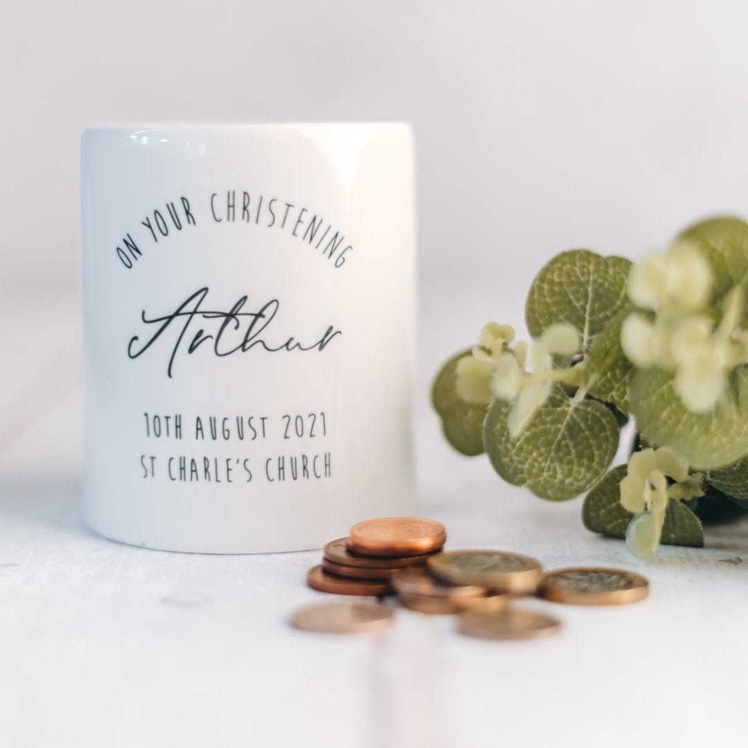 Christening Keepsake Personalised Christening Money Box Etsy