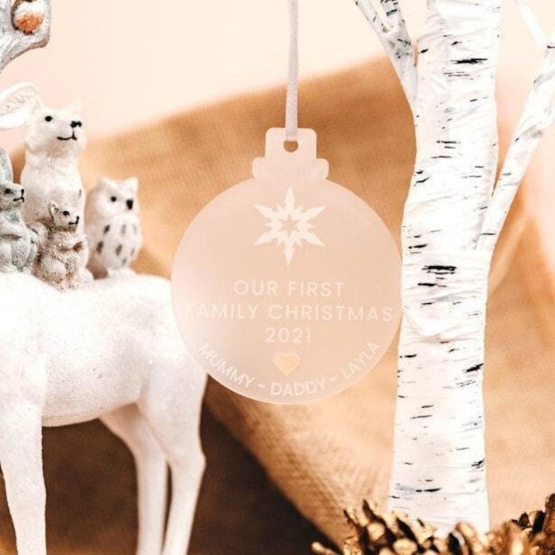 Our 1st Family Christmas Bauble, Personalised, New Baby's First Christmas