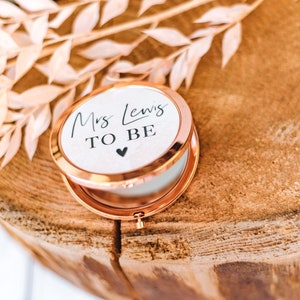 Bride To Be Mirror, Personalised Bride&#39;s Rose Gold Compact Mirror, Bride Gifts, Bridal Shower Gifts, Engagement Gift Ideas, Makeup Mirror