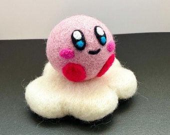 Adopt a Kirby - 100% wool - Handmade Felt Buddy - Desk Buddy - Office Accessory - Kirby's Adventure - Video Game - Decor