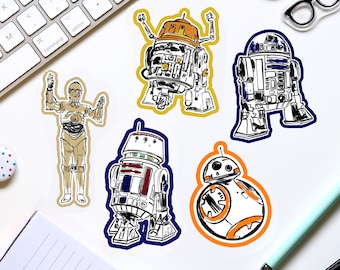 Droid Stickers - Star Wars | Single Vinyl Sticker | Water Resistant | Laptop | Water bottle | Hydro Flask | Tumbler Decal | R2-D2 | C-3PO