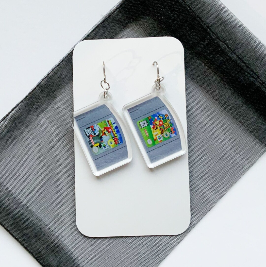 Mismatched Game Cartridge Acrylic Drop Earrings Titanium Ear Etsy