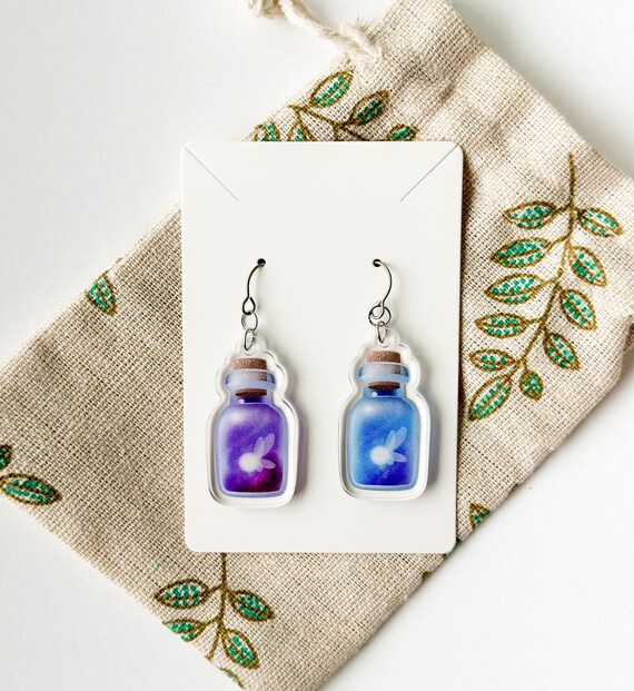 Fairy Bottle Acrylic Drop Earrings Titanium Ear Wire
