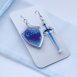 Zelda Acrylic Drop Earrings - Titanium Ear Wire - Hypoallergenic - Nickel Free - The Legend of Zelda - BOTW - Hylian Shield - Link