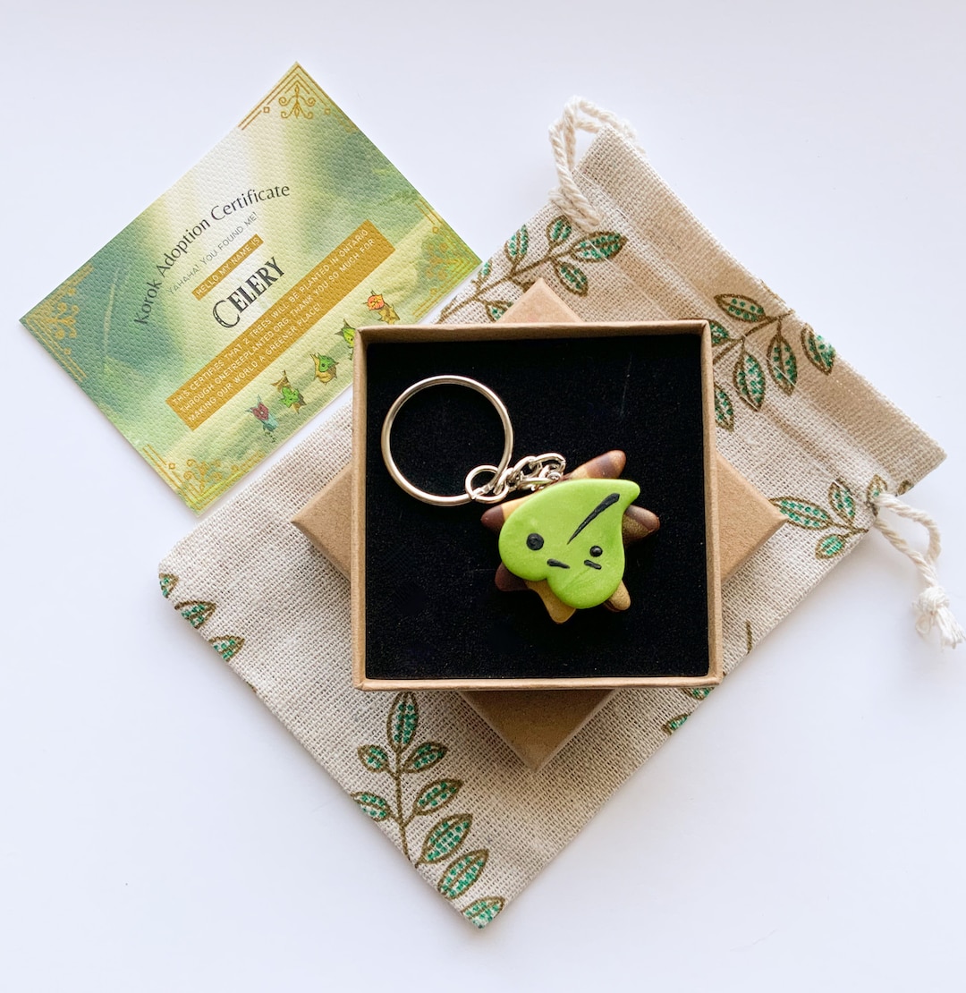 Adopt a Mini Korok Keychain - Key Ring - Stainless Steel - Accessory - Zelda - Legend of Zelda - Link - Breath of the Wild - Video Game