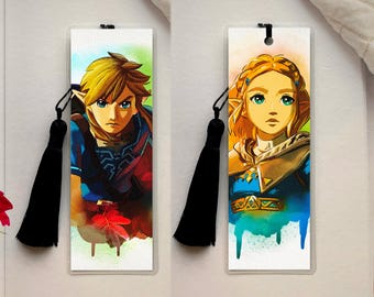 Zelda/Link Watercolour Bookmark Collection - Zelda Bookmark - The Legend of Zelda Bookmark - Bookmark with Tassel - Double-Sided