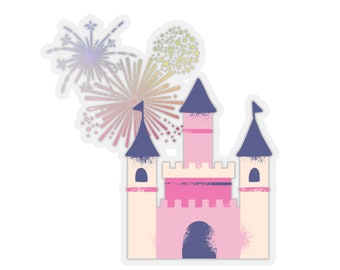 Disney inspiriertes Schloss mit Feuerwerk Kiss-Cut Sticker