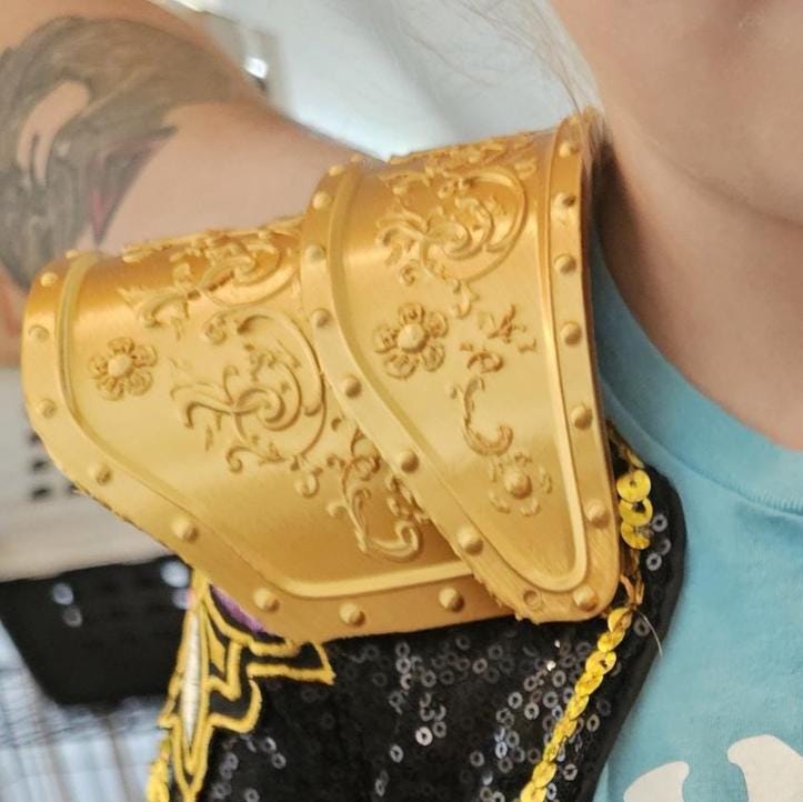 Pattern On Rumi Shoulder Golden Rumi Shoulder Pad Pauldron 3D Printed Gold Shoulder Accessory ...