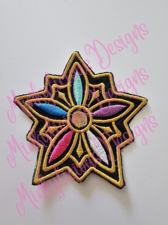 Golden Star Rumi Shoulder Patch Kpop Embroidery Iron-On Sew-On Cosplay Demon Hunters