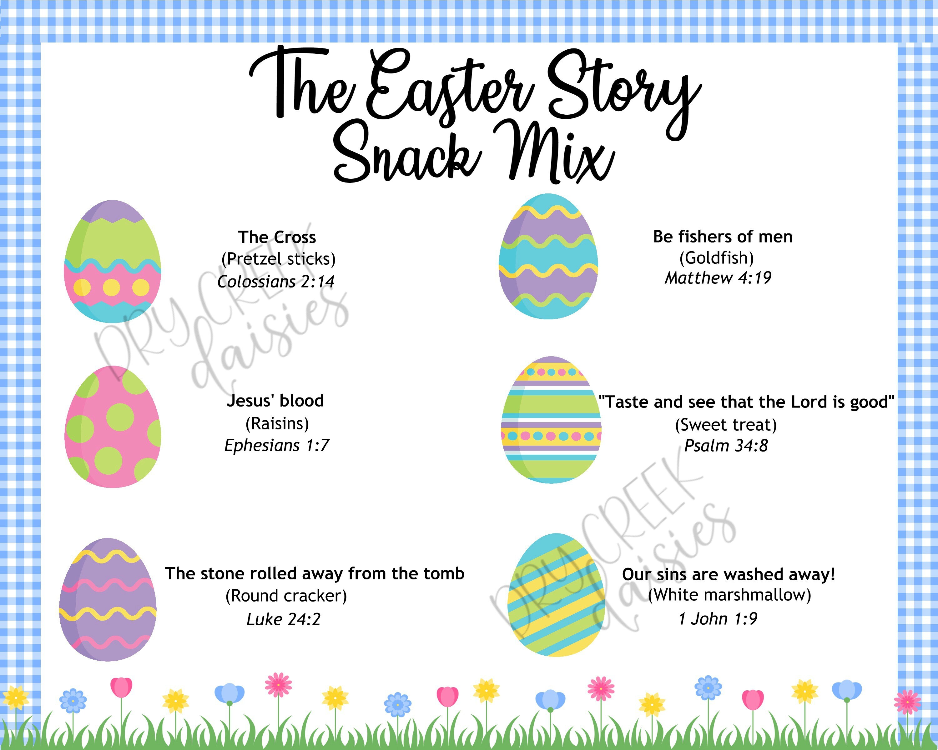 Easter Story Snack Mix Card Printable, Easter Printables, Easter Eggs ...