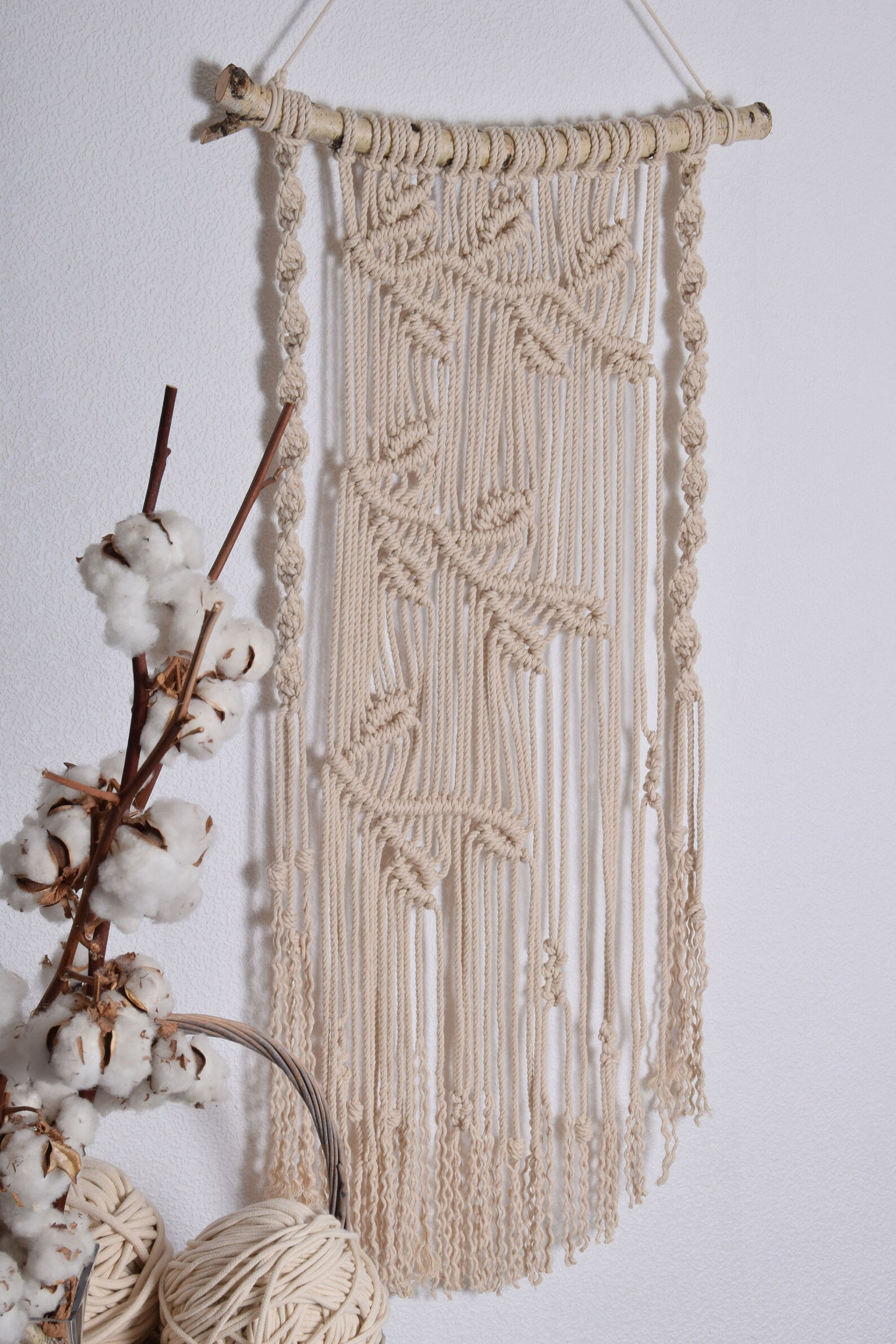 Boho Macrame Wall Hanging Tree Branches With leaves Macrame Etsy