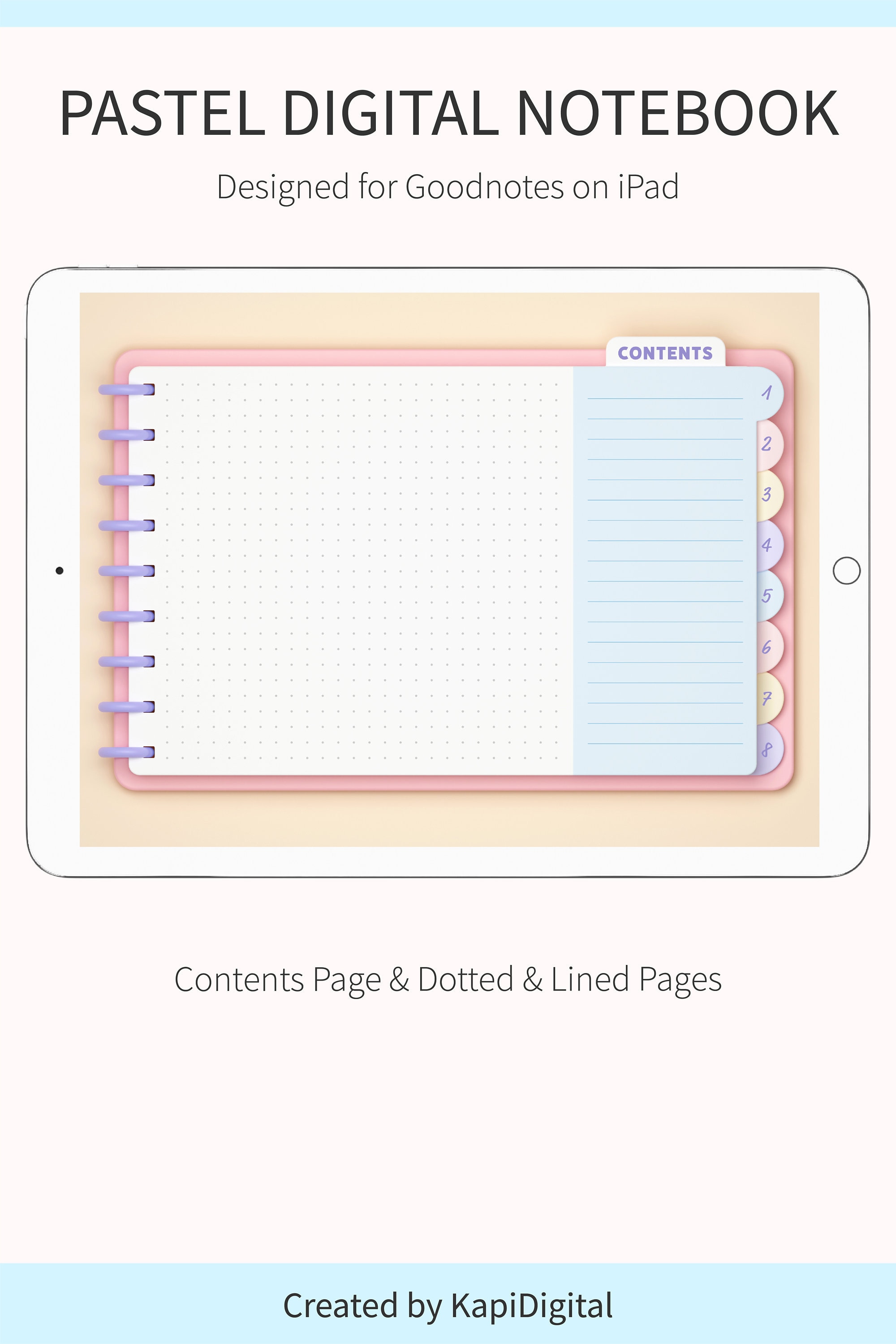 Pastel Digital Notebook Goodnotes Template 8 Subjects Etsy