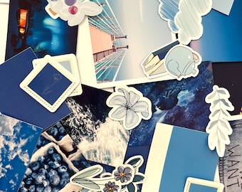 Blue collage kit craft bag
