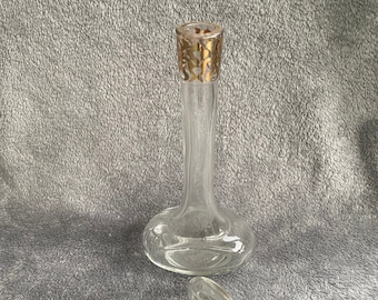 Vintage Long Necked Avon Perfume Bottle, Glass Cork and Gold Trim Stopper