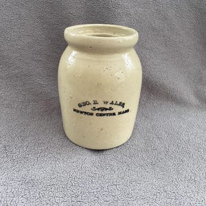 Antique Stoneware Crock, George E Wales, Newton Center Mass