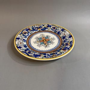 Vintage R.B. Bernarda Portugal 8.25” Salad Plate, Ricco Deruta Style Ceramic, Hand-Painted Alcobaça Faience Art Pottery