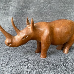 Vintage Carved Wooden Rhinoceros