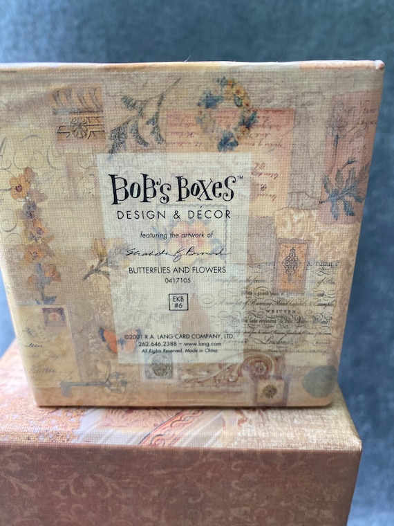 Three Small Vintage Nestled Stacking Boxes, Bob's Boxes, Paper