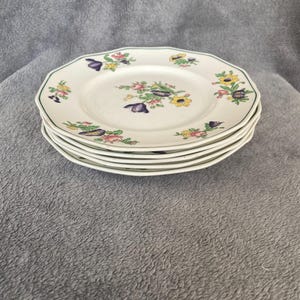 5 Antique, Booths Silicon China Plates, Made in England, Old Staffordshire Pattern, Salad Plate, Dessert Plate, Side Plate, Nine Inch Plate