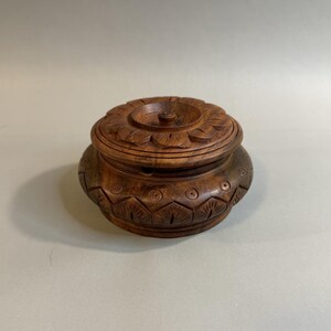 Hand Carved Indian Rosewood Sugar Bowl with Spoon Slot