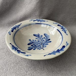 Vintage Handmade Salt Glazed Stoneware Serving Bowl, Rowe Pottery Works, Cambridge Wisconsin