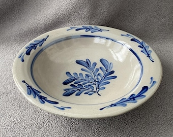 Vintage Handmade Salt Glazed Stoneware Serving Bowl, Rowe Pottery Works, Cambridge Wisconsin