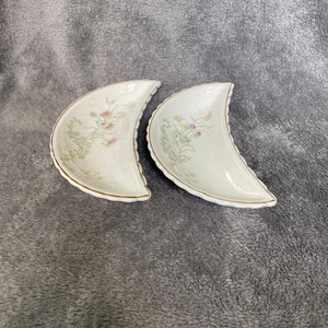 Two Vintage Crescent Shaped Side Bone Dishes