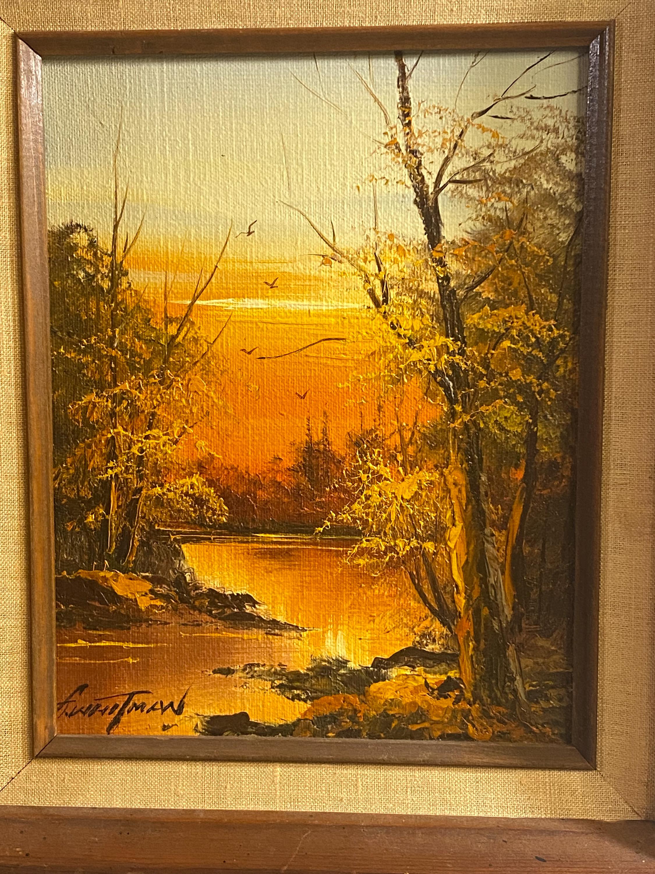 Vintage Framed Oil Landscape Painting, George Whitman (1932-2009