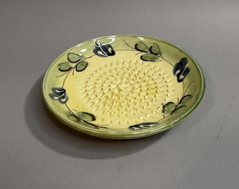 Vintage Rupi 1980 Spanish Ceramic Garlic Grater Plate | Hand Painted Olive Motif Mediterranean Kitchen Decor