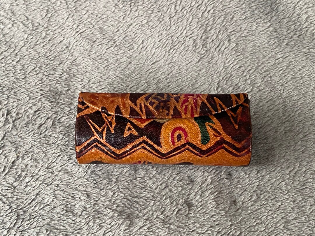 Vintage Handmade Tooled Leather Makeup Holder Etsy