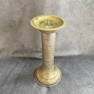 Large Vintage Handmade Silver Metal Candle Holder