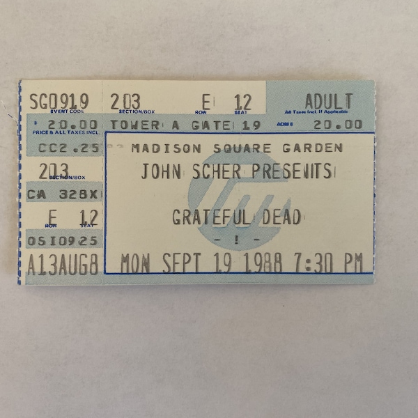 Madison Square Garden Ticket Stub - Etsy