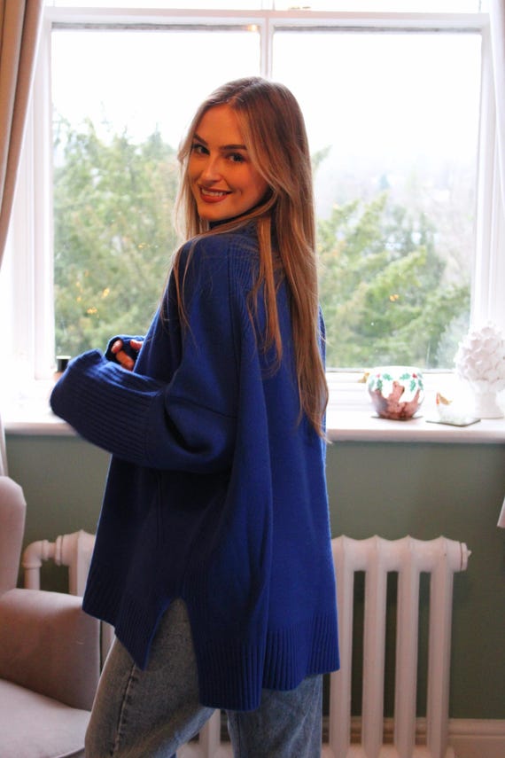 Suéter de mujer Valentina Azure Blue 100 lana merino Jersey de