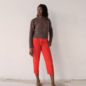 Handmade in England 100% merino wool Cropped jumper boxy alpaca llama orange luxury sweater image 10