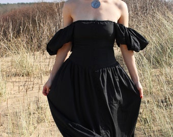 Nolita Black Cotton Boho Maxi Dress