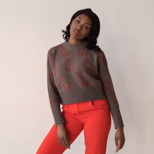 Handmade in England 100% merino wool Cropped jumper boxy alpaca llama orange luxury sweater image 7