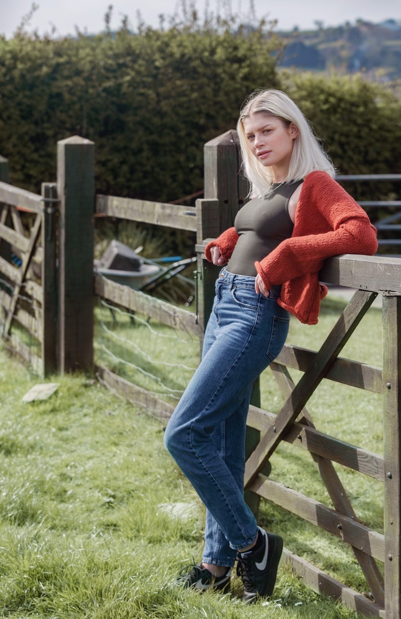 SAVINA CARDIGAN made with pure merino wool and alpaca wool in a gorgeous Arabian Spice colour super soft hand knitted image 1