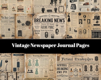 Vintage Newspaper Junk Journal Pages, Retro Advertisements and Old Headlines, Junk Journal Supplies, Digital Download, Old Paper Ephemera