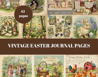 Vintage Easter Junk Journal Kit, Printable Easter Ephemera Pages, Retro Spring Bunny Scrapbook, Instant Download PDF, Vintage Easter Pages